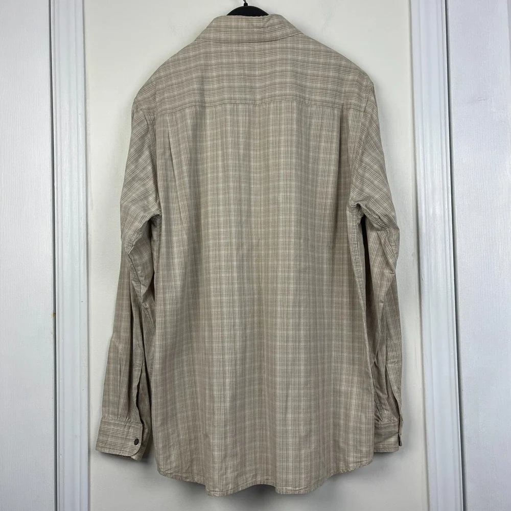 The North Face Button Down Shirt Mens L Tan Plaid Long Sleeve Excellent‎ AP5V